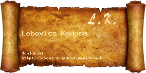 Lebovics Kadosa névjegykártya